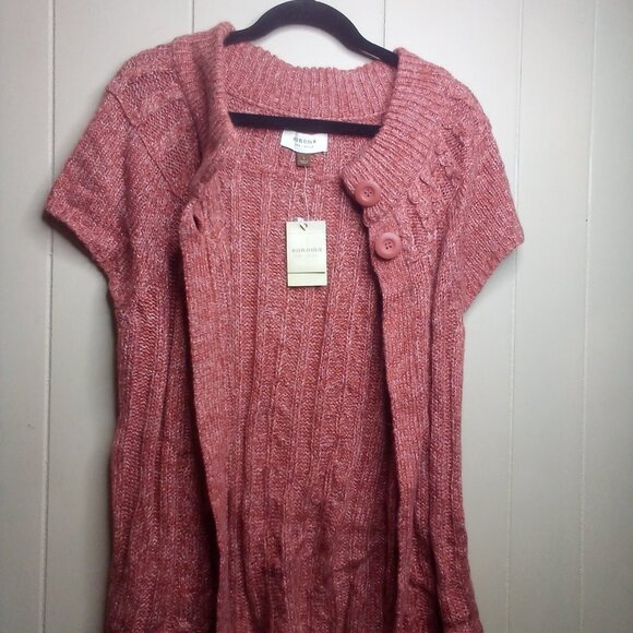 Sonoma Sweater Top L Sleeveless Open Front Brown Orange - Picture 5 of 12